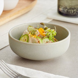 Acopa Pangea 10 oz. Ash Gray Matte Porcelain Nappie Bowl - Sample Acopa Pangea 10 oz. Ash Gray Matte Porcelain Nappie Bowl - Sample