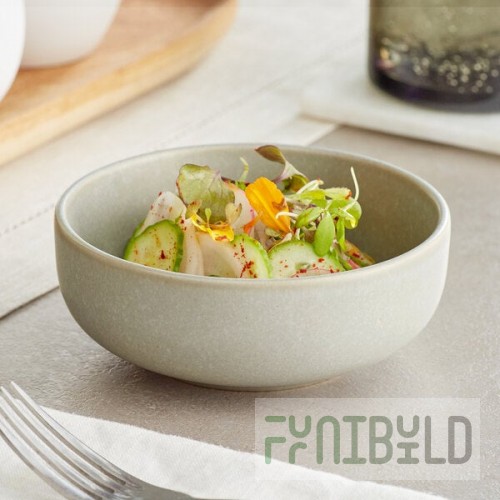 Acopa Pangea 10 oz. Ash Gray Matte Porcelain Nappie Bowl - Sample
