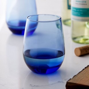 Libbey 15.25 oz. Tidal Blue Stemless White Wine Glass - Sample