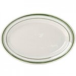 Tuxton DNX-0203 Green Bay / 2 oz. Eggshell China Pipkin with Green Bands - 48/Case