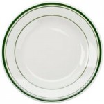 Tuxton DNX-0203 Green Bay / 2 oz. Eggshell China Pipkin with Green Bands - 48/Case