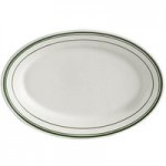 Tuxton DNX-0203 Green Bay / 2 oz. Eggshell China Pipkin with Green Bands - 48/Case