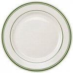 Tuxton DNX-0203 Green Bay / 2 oz. Eggshell China Pipkin with Green Bands - 48/Case