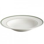 Tuxton DNX-0203 Green Bay / 2 oz. Eggshell China Pipkin with Green Bands - 48/Case
