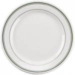 Tuxton DNX-0203 Green Bay / 2 oz. Eggshell China Pipkin with Green Bands - 48/Case