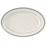 Tuxton DNX-0203 Green Bay / 2 oz. Eggshell China Pipkin with Green Bands - 48/Case