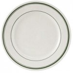 Tuxton DNX-0203 Green Bay / 2 oz. Eggshell China Pipkin with Green Bands - 48/Case