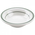 Tuxton DNX-0203 Green Bay / 2 oz. Eggshell China Pipkin with Green Bands - 48/Case