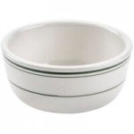 Tuxton DNX-0203 Green Bay / 2 oz. Eggshell China Pipkin with Green Bands - 48/Case