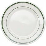 Tuxton DNX-0203 Green Bay / 2 oz. Eggshell China Pipkin with Green Bands - 48/Case
