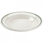 Tuxton DNX-0203 Green Bay / 2 oz. Eggshell China Pipkin with Green Bands - 48/Case