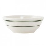 Tuxton DNX-0203 Green Bay / 2 oz. Eggshell China Pipkin with Green Bands - 48/Case