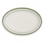 Tuxton DNX-0203 Green Bay / 2 oz. Eggshell China Pipkin with Green Bands - 48/Case