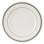 Tuxton DNX-0203 Green Bay / 2 oz. Eggshell China Pipkin with Green Bands - 48/Case