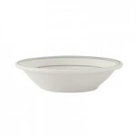 Tuxton DNX-0203 Green Bay / 2 oz. Eggshell China Pipkin with Green Bands - 48/Case