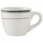 Tuxton DNX-0203 Green Bay / 2 oz. Eggshell China Pipkin with Green Bands - 48/Case