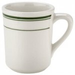 Tuxton DNX-0203 Green Bay / 2 oz. Eggshell China Pipkin with Green Bands - 48/Case