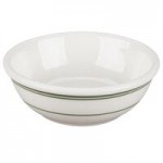 Tuxton DNX-0203 Green Bay / 2 oz. Eggshell China Pipkin with Green Bands - 48/Case