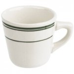 Tuxton DNX-0203 Green Bay / 2 oz. Eggshell China Pipkin with Green Bands - 48/Case