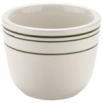Tuxton DNX-0203 Green Bay / 2 oz. Eggshell China Pipkin with Green Bands - 48/Case