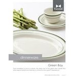 Tuxton DNX-0203 Green Bay / 2 oz. Eggshell China Pipkin with Green Bands - 48/Case