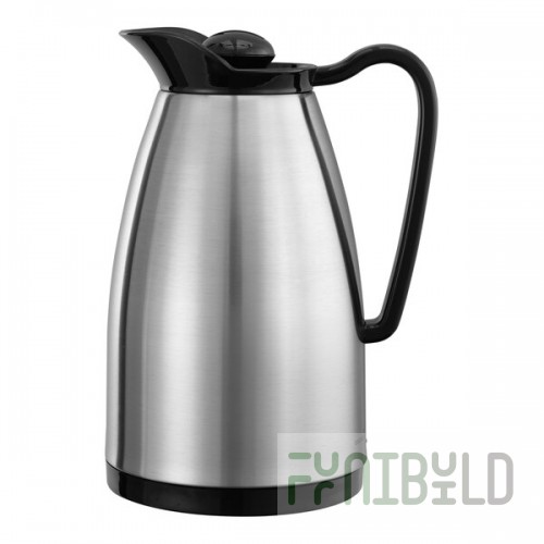 Service Ideas Classic Carafe 20 oz. Stainless Steel Insulated Coffee Carafe / Server with Black Lid CGC060SS