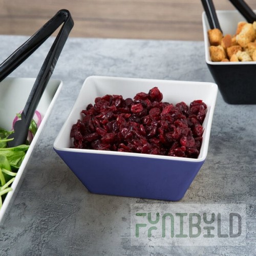 Vollrath V2220230 1.5 Qt. Blue / White Medium Square Melamine Bowl