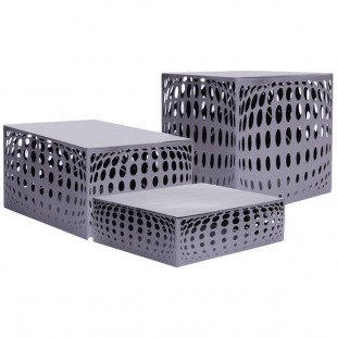 Clipper Mill by G.E.T. IRBLG-02 Bulge Silver Powder Coated Iron Rectangular Riser Set