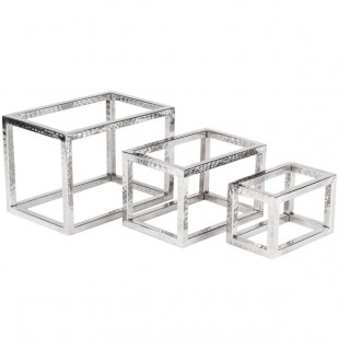 American Metalcraft HMRRSET 3-Piece Hammered Stainless Steel Open Frame Riser Set