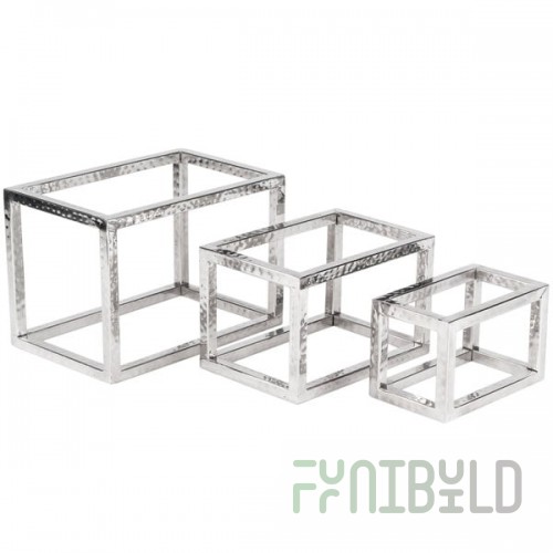 American Metalcraft HMRRSET 3-Piece Hammered Stainless Steel Open Frame Riser Set