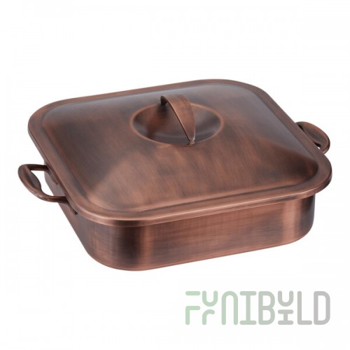 Spring USA Servella 4 Qt. Square Copper Chafer with Stainless Steel Insert 2274-5/23