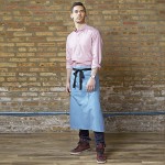 Uncommon Chef 3120 Blue Gray Customizable 100% Cotton Canvas Muse Bistro Apron with Black Webbing and 1 Pocket - 33