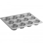 Baker's Lane 12 cup 8.2 oz. Glazed Aluminized Steel Pecan Roll / Jumbo Muffin Pan - 13 1/2 Baker's Lane 12 cup 8.2 oz. Glazed Aluminized Steel Pecan Roll / Jumbo Muffin Pan - 13 1/2