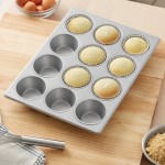 Baker's Lane 12 cup 8.2 oz. Glazed Aluminized Steel Pecan Roll / Jumbo Muffin Pan - 13 1/2 Baker's Lane 12 cup 8.2 oz. Glazed Aluminized Steel Pecan Roll / Jumbo Muffin Pan - 13 1/2