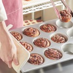 Baker's Lane 12 cup 8.2 oz. Glazed Aluminized Steel Pecan Roll / Jumbo Muffin Pan - 13 1/2 Baker's Lane 12 cup 8.2 oz. Glazed Aluminized Steel Pecan Roll / Jumbo Muffin Pan - 13 1/2