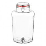 Acopa 2 Gallon Country Glass Beverage Dispenser with Chalkboard Sign and Metal Stand