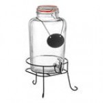 Acopa 2 Gallon Country Glass Beverage Dispenser with Chalkboard Sign and Metal Stand