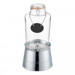 Acopa 2 Gallon Country Glass Beverage Dispenser with Chalkboard Sign and Metal Stand