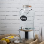 Acopa 2 Gallon Country Glass Beverage Dispenser with Chalkboard Sign and Metal Stand