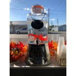 Acopa 2 Gallon Country Glass Beverage Dispenser with Chalkboard Sign and Metal Stand