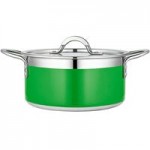 Bon Chef Country French X 9 Qt. Lime Green Stainless Steel Brazier Pot - 71032-CF2-L Bon Chef Country French X 9 Qt. Lime Green Stainless Steel Brazier Pot - 71032-CF2-L