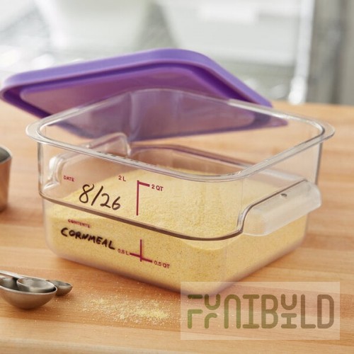 Carlisle 2 Qt. Allergen-Free Clear Square Polycarbonate Food Storage Container