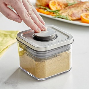 OXO Good Grips 0.4 Qt. Clear Square SAN Plastic Food Storage Container with Stainless Steel POP Lid