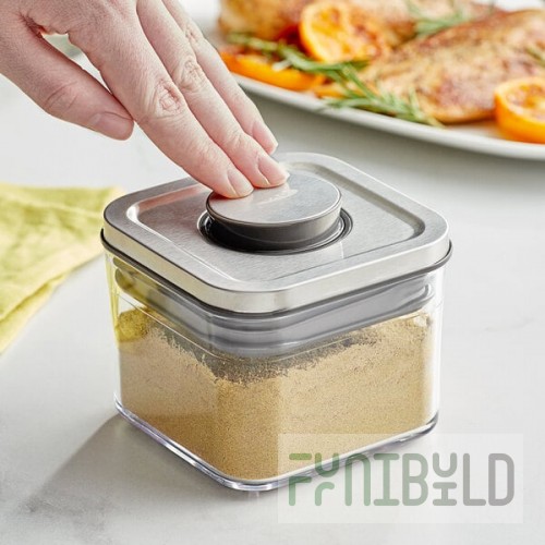 OXO Good Grips 0.4 Qt. Clear Square SAN Plastic Food Storage Container with Stainless Steel POP Lid