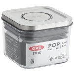 OXO Good Grips 0.4 Qt. Clear Square SAN Plastic Food Storage Container with Stainless Steel POP Lid