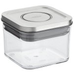 OXO Good Grips 0.4 Qt. Clear Square SAN Plastic Food Storage Container with Stainless Steel POP Lid