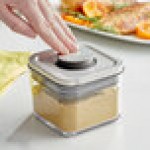OXO Good Grips 0.4 Qt. Clear Square SAN Plastic Food Storage Container with Stainless Steel POP Lid