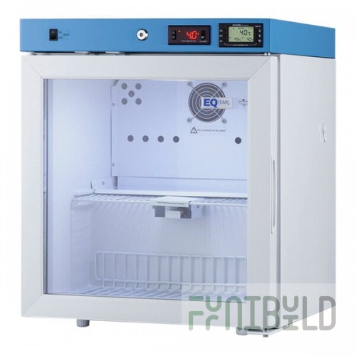Summit Appliance ACR162G EQTemp ACR Series 1.58 Cu. Ft. White / Blue Compact Glass Door Reach-In Medical Refrigerator - 115V
