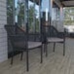 Flash Furniture Kallie Black Synthetic Wicker Stackable Arm Chair with Gray Cushion - 2/Set