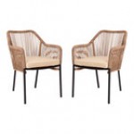Flash Furniture Kallie Black Synthetic Wicker Stackable Arm Chair with Gray Cushion - 2/Set